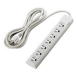 エレコム(ELECOM) T-H3730NM グレー 電源タップ 延長コード 3ピン 7個口 3m