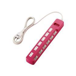 エレコム(ELECOM) T-PN04-2620PN ピンク 雷ガードタップ 個別スイッチ付 延長コード 2ピン 6個口 2m