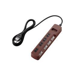 エレコム(ELECOM) T-BR02-2420BR(ブラウン) 雷ガードタップ 個別スイッチ付 延長コード 2ピン 4個口 2m