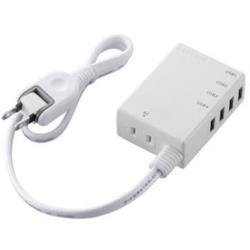 エレコム(ELECOM) MOT-U06-2144WH(ホワイト) モバイルUSBタップ 延長コード 2ピン 1個口 0.6m