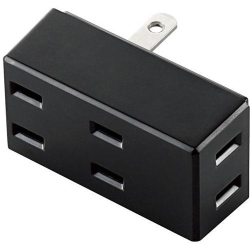 エレコム(ELECOM) T-TR02-2300BK ブラック トリプルタップ フロントタイプ 2ピン 3個口