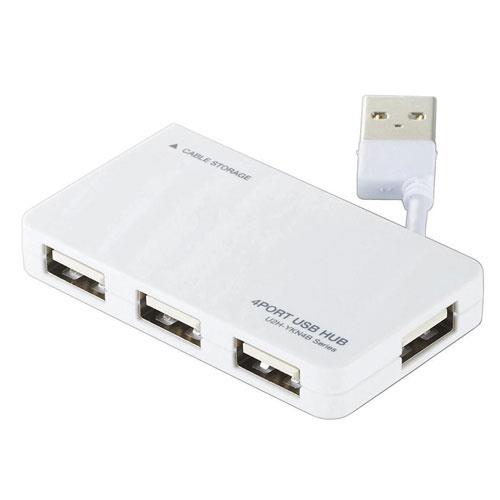 エレコム(ELECOM) U2H-YKN4BWH USB2.0ハブ(ケーブル収納タイプ)