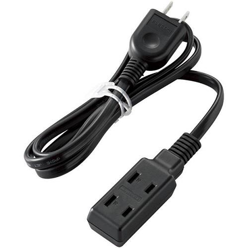 エレコム(ELECOM) T-M310BK(ブラック) モバイル電源タップ 延長コード 2ピン 3個口 1m