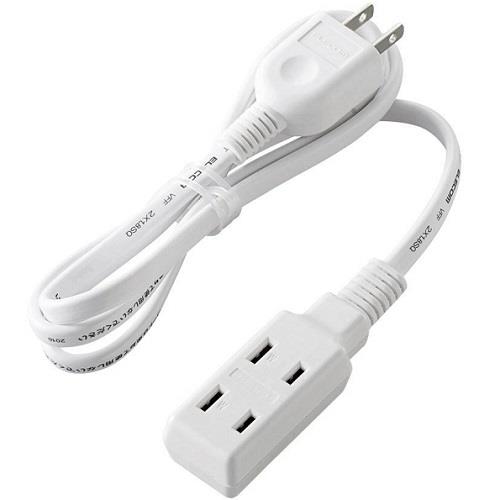 エレコム(ELECOM) T-M310WH ホワイト モバイル電源タップ 延長コード 2ピン 3個口 1m