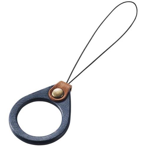 エレコム(ELECOM) P-STF03BU(ネイビー) スマートフォン用フィンガーストラップ ソフトレザー