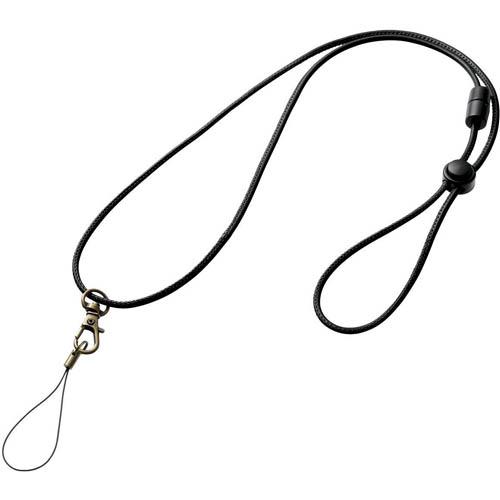 エレコム(ELECOM) P-STN04BK ブラック スマートフォン用ネックストラップ 細紐タイプ
