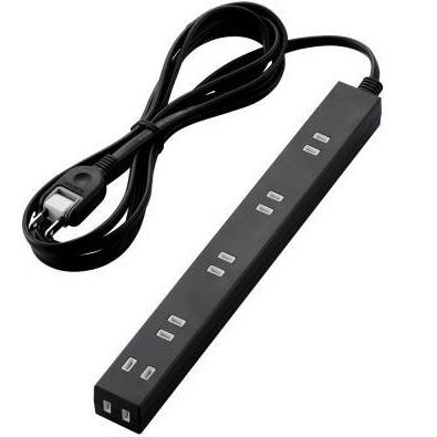 エレコム(ELECOM) T-NSL-2630BK ﾌﾞﾗｯｸ ほこり防止ｼｬｯﾀｰ付ｽﾘﾑﾀｯﾌﾟ 6個口 上挿し5･横挿し1 3m