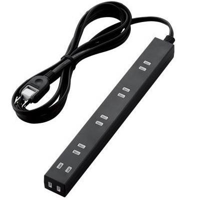 エレコム(ELECOM) T-NSLK-2630BK ﾌﾞﾗｯｸ ほこり防止ｼｬｯﾀｰ付ｽﾘﾑﾀｯﾌﾟ 雷ｶﾞｰﾄﾞ 6個口 上挿し5･横挿し1 3m