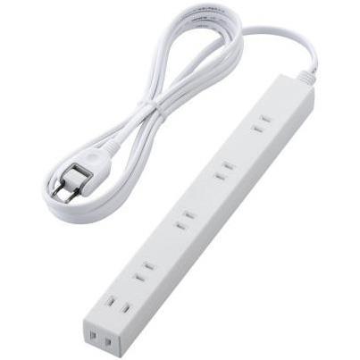 エレコム(ELECOM) T-NSLK-2630WH ﾎﾜｲﾄ ほこり防止ｼｬｯﾀｰ付ｽﾘﾑﾀｯﾌﾟ 雷ｶﾞｰﾄﾞ 6個口 上挿し5･横挿し1 3m