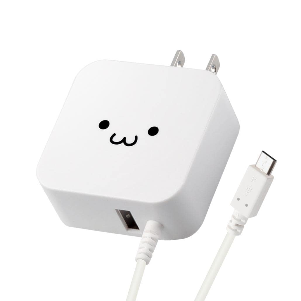 エレコム(ELECOM) MPA-ACM01WF(ホワイトフェイス) AC充電器 microBケーブル+USBポート 2.4A