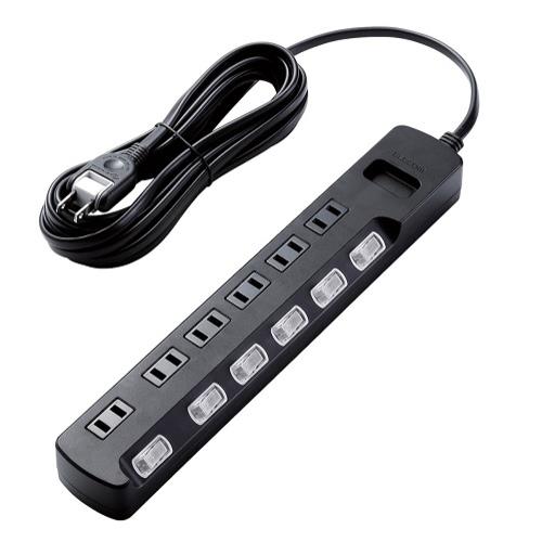 エレコム(ELECOM) AVT-K6A-2650BK ブラック ほこり防止/雷ガード付タップ 延長コード 2ピン 6個口 5m
