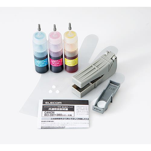 エレコム(ELECOM) THC-381CSET4 キヤノン 381用詰め替えインク 3色セット 4回