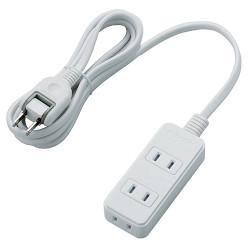 エレコム(ELECOM) T-ST02-22320WH ホワイト 電源タップ ほこりシャッター付 延長コード 2ピン 3個口 2m