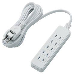 エレコム(ELECOM) T-ST02-22630WH(ホワイト) 電源タップ ほこりシャッター付 延長コード 2ピン 6個口 3m