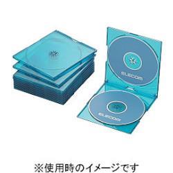 エレコム(ELECOM) CCD-JSCSW10CBU(クリアブルー) Blu-ray/DVD/CDケース スリム PS 2枚収納
