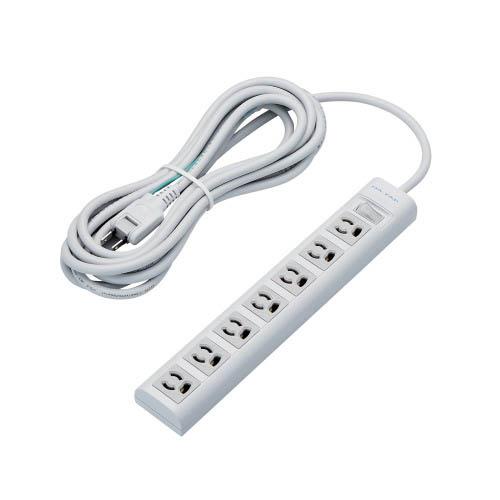 エレコム(ELECOM) T-Y3A-3750WH 抜け止めマグネット 雷ガード 延長コード 3ピン 7個口 5ｍ