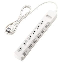 エレコム(ELECOM) T-E5A-2620WH(ホワイト) 省エネタップ 個別スイッチ付 延長コード 2ピン 6個口 2m