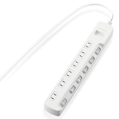 エレコム(ELECOM) T-E5A-2630WH(ホワイト) 省エネタップ 個別スイッチ付 延長コード 2ピン 6個口 3m