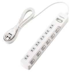 エレコム(ELECOM) T-E7A-2630WH ﾎﾜｲﾄ 省エネタップ 一括&個別スイッチ付 延長コード 2ピン 6個口 3m