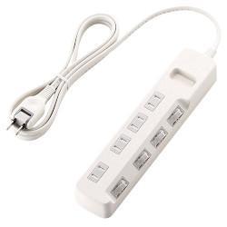 エレコム(ELECOM) T-E6A-2420WH ﾎﾜｲﾄ 省エネタップ ほこり防止シャッター付 延長コード 2ピン 4個口 2m