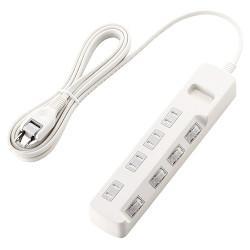 エレコム(ELECOM) T-E6A-2430WH(ﾎﾜｲﾄ) 省エネタップ ほこり防止シャッター付 延長コード 2ピン 4個口 3m