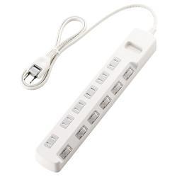 エレコム(ELECOM) T-E6A-2610WH ﾎﾜｲﾄ 省エネタップ ほこり防止シャッター付 延長コード 2ピン 6個口 1m