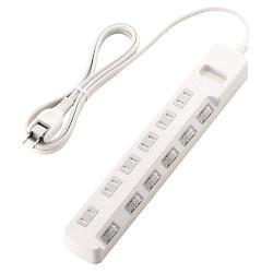 エレコム(ELECOM) T-E6A-2620WH(ﾎﾜｲﾄ) 省エネタップ ほこり防止シャッター付 延長コード 2ピン 6個口 2m
