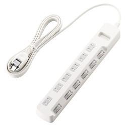 エレコム(ELECOM) T-E6A-2630WH ﾎﾜｲﾄ 省エネタップ ほこり防止シャッター付 延長コード 2ピン 6個口 3m