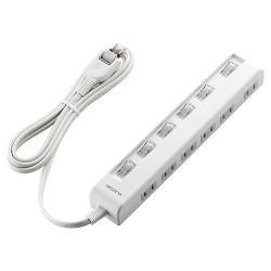 エレコム(ELECOM) T-E5C-2620WH ﾎﾜｲﾄ 省エネタップ 横挿し個別スイッチ付 延長コード 2ピン 6個口 2m