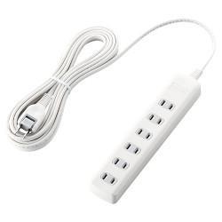 エレコム(ELECOM) T-K1A-2650WH ホワイト 雷ガードタップ 延長コード 2ピン 6個口 5m
