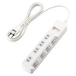 エレコム(ELECOM) T-K5A-2425WH ホワイト 雷ガードタップ 個別スイッチ付 延長コード 2ピン 4個口 2.5m