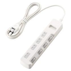 エレコム(ELECOM) T-K6A-2425WH ホワイト ほこり防止付雷ガードタップ 延長コード 2ピン 4個口 2.5m