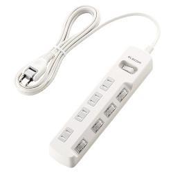 エレコム(ELECOM) T-K8A-2425WH(ﾎﾜｲﾄ) 雷ガードタップ 一括&個別ｽｲｯﾁ付 延長コード 2ピン 4個口 2.5m