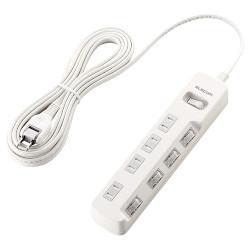 エレコム(ELECOM) T-K8A-2450WH ﾎﾜｲﾄ 雷ガードタップ 一括&個別スイッチ付 延長コード 2ピン 4個口 5m