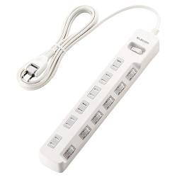 エレコム(ELECOM) T-K8A-2625WH ﾎﾜｲﾄ 雷ガードタップ 一括&個別ｽｲｯﾁ付 延長コード 2ピン 6個口 2.5m