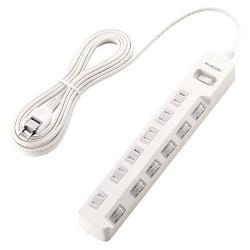 エレコム(ELECOM) T-K8A-2650WH(ﾎﾜｲﾄ) 雷ガードタップ 一括&個別スイッチ付 延長コード 2ピン 6個口 5m