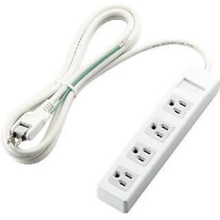 エレコム(ELECOM) T-T1B-3425WH(ホワイト) 電源タップ マグネット付 延長コード 3ピン 4個口 2.5m