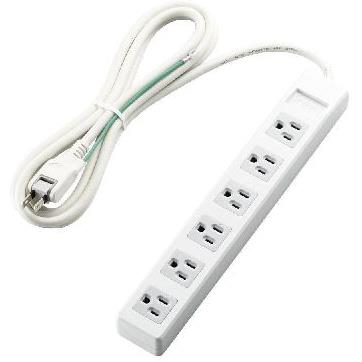 エレコム(ELECOM) T-T1B-3625WH(ホワイト) 電源タップ マグネット付 延長コード 3ピン 6個口 2.5m