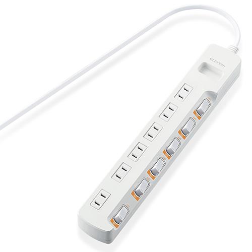 エレコム(ELECOM) T-K5B-2650WH ホワイト 無点灯個別スイッチ付 雷ガード 延長コード 2ピン 6個口 5m