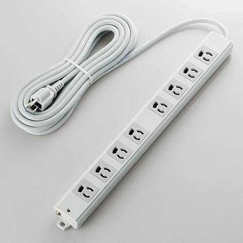 エレコム(ELECOM) T-WRMK3850LG/RS(グレー) 二重構造工事用タップ 延長コード 3ピン 8個口 5m