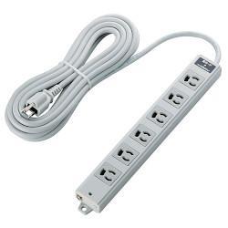 エレコム(ELECOM) T-WRMK3650LG/RS グレー 雷ガード 二重構造工事用タップ 延長コード 3ピン 6個口 5m