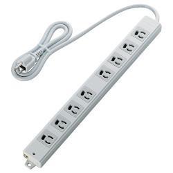 エレコム(ELECOM) T-WRM3810LG/RS グレー 電源タップ 二重構造工事用タップ 延長コード 3ピン 8個口 1m