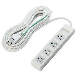 エレコム(ELECOM) T-T01-3450WH/RS(ホワイト) 電源タップ PCタップ 延長コード 3ピン 4個口 5m