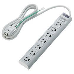 エレコム(ELECOM) T-T05-3720LG/RS グレー 電源タップ 雷ガードタップ 延長コード 3ピン 7個口 2m