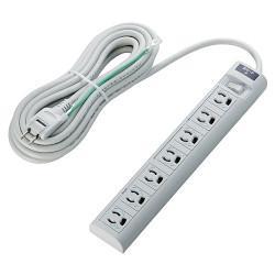 エレコム(ELECOM) T-T05-3750LG/RS(グレー) 電源タップ 雷ガードタップ 延長コード 3ピン 7個口 5m