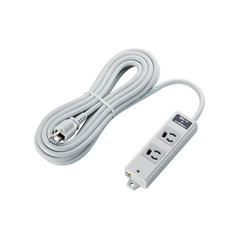 エレコム(ELECOM) T-WRMK3250LG/RS グレー 雷ガード 二重構造工事用タップ 延長コード 3ピン 2個口 5m