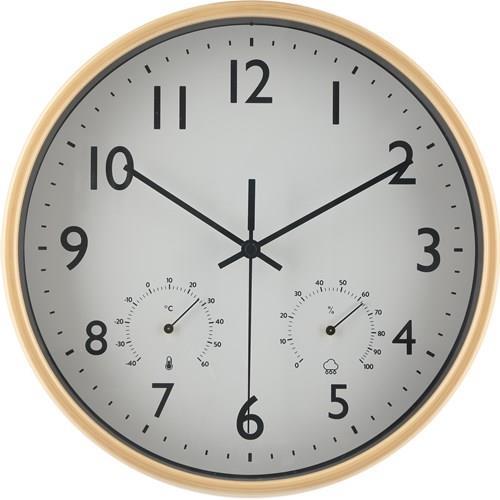 不二貿易  【完成品】 掛時計 温湿度計付 ミエル ２５ ＮＡ 28198【代引・日時指定・キャンセル不可・北海道沖縄離島配送不可】