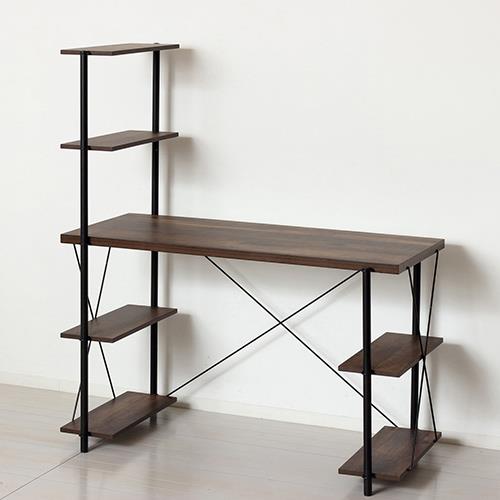 クロシオ 【組立式】 らくらく組立 ラックデスク(ダークブラウン)