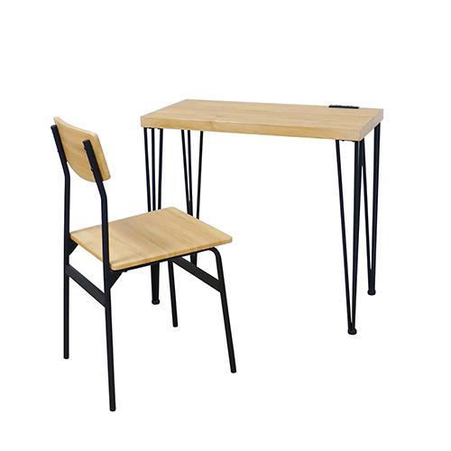 クロシオ 【組立式】 アートデスク2点セット コンセント付 モダンナチュラル