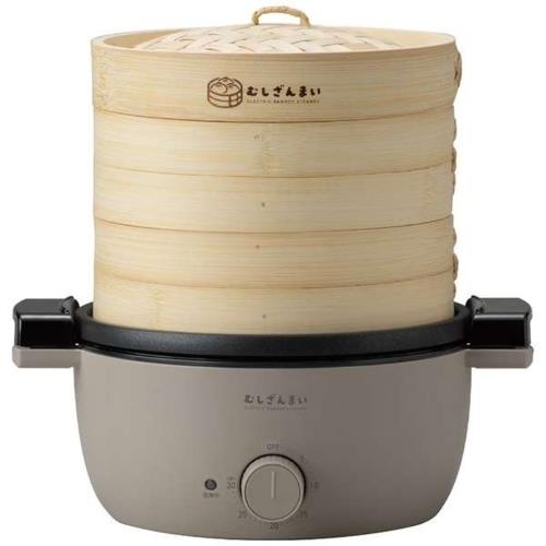 APIX AMZ-450GY グレージュ 電気せいろ蒸し器 むしざんまい 蒸器 蒸籠 簡単蒸し料理 スチーマー
